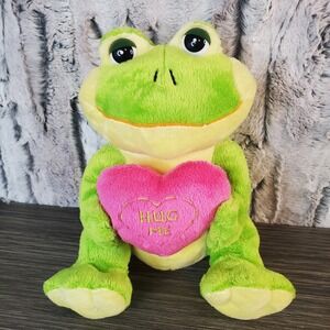 Chosun Green Frog HUG ME Pink Heart Plush  8" Valentine's Day Love Gift